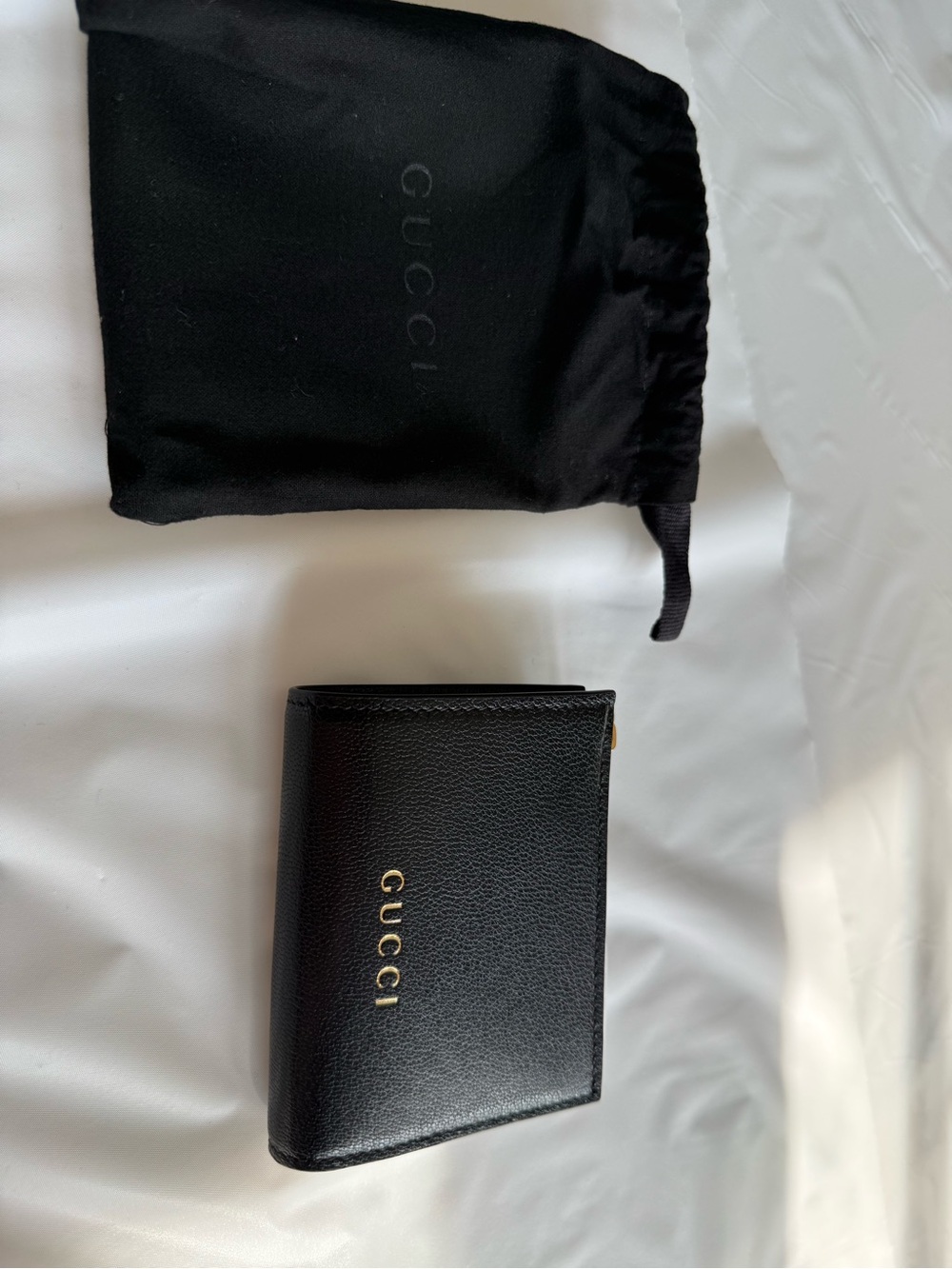 Gucci Black Leather Compact Wallet Card Case Gold Hardware New Italy - Picture 11 of 12